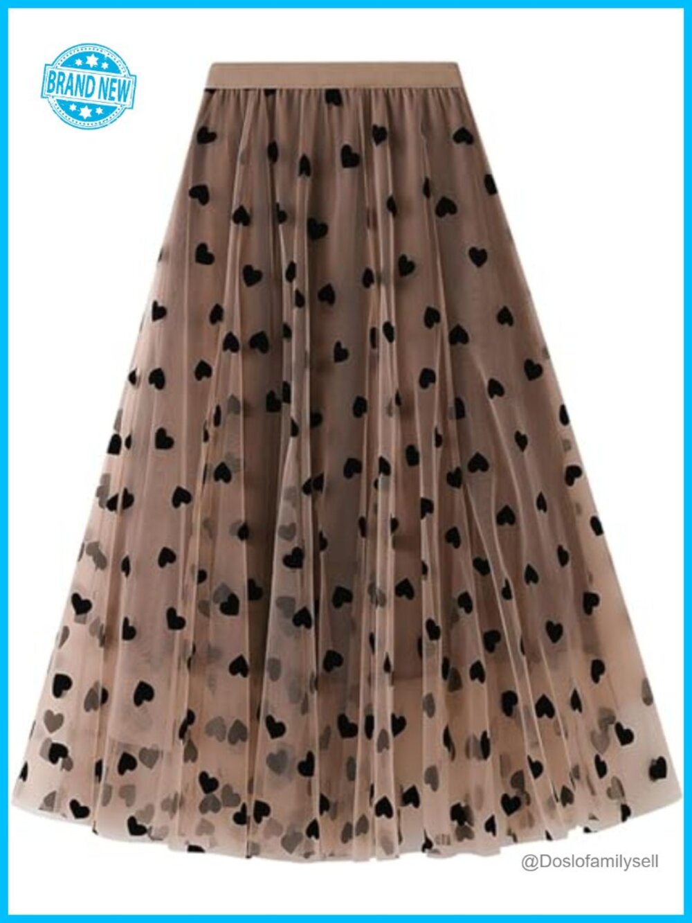 Floral Mesh A-Line Midi Skirt 3D Tulle Layered Party Skirt